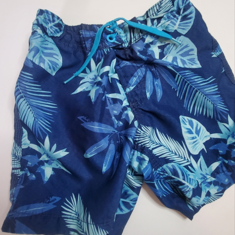 H&M | Blue Plant Print Boys Swim Trunks |4/6